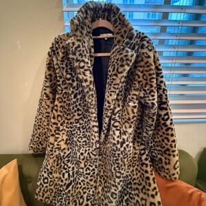Leopard Print Faux Fur Coat